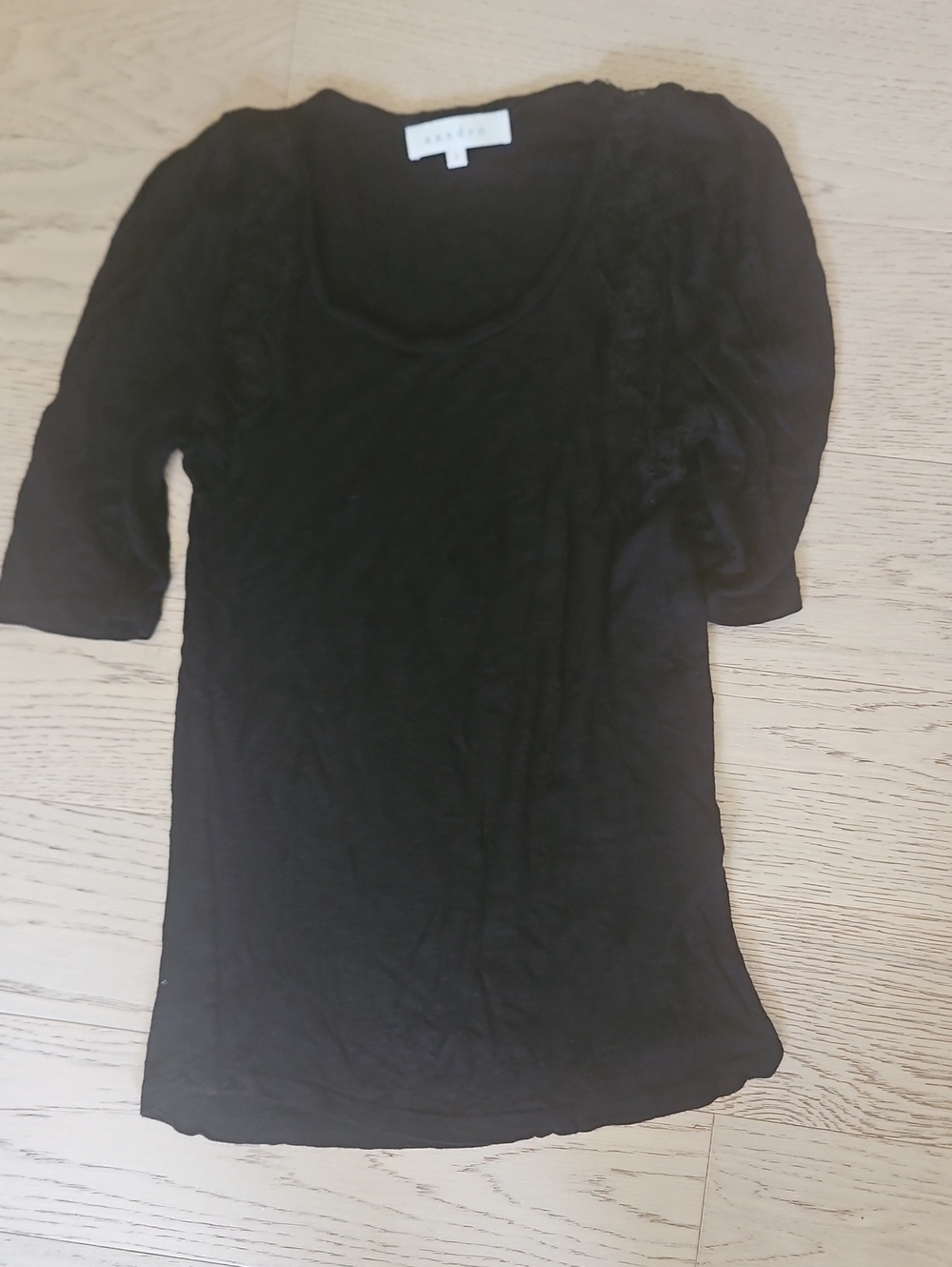 Sandro Black Scoop Neck Short Sleeve Top